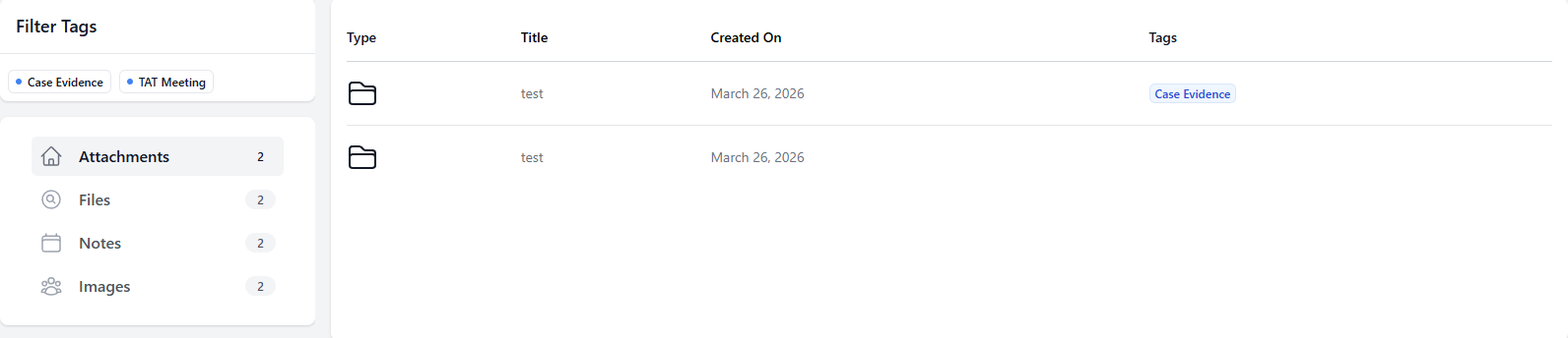 Attachments grid view